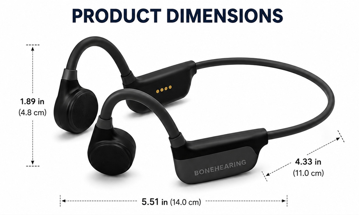 Open Ear Bone Conduction Bluetooth Headphones Wireless Sports Headset Mic