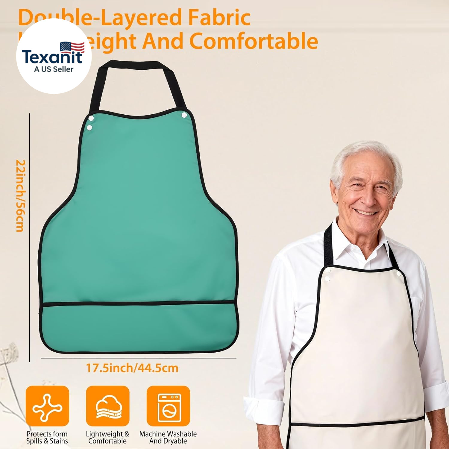 Adult Bibs, 3 Pcs Adjustable Adult Bibs for Men/Women/Elderly Seniors, Waterproo