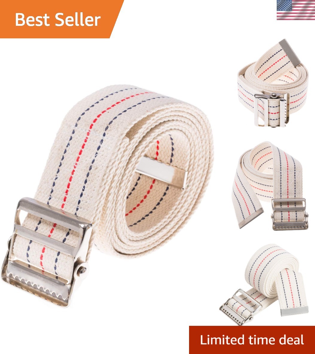 Comfortable 60-Inch Gait Belt in Beige Stripes – Ideal for Nurses and Therapists