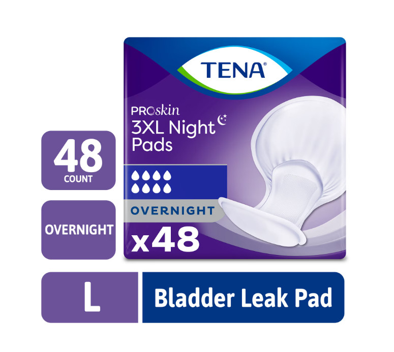 Tena ProSkin 3XL Incontinence Pads for Women and Men, 48 Count