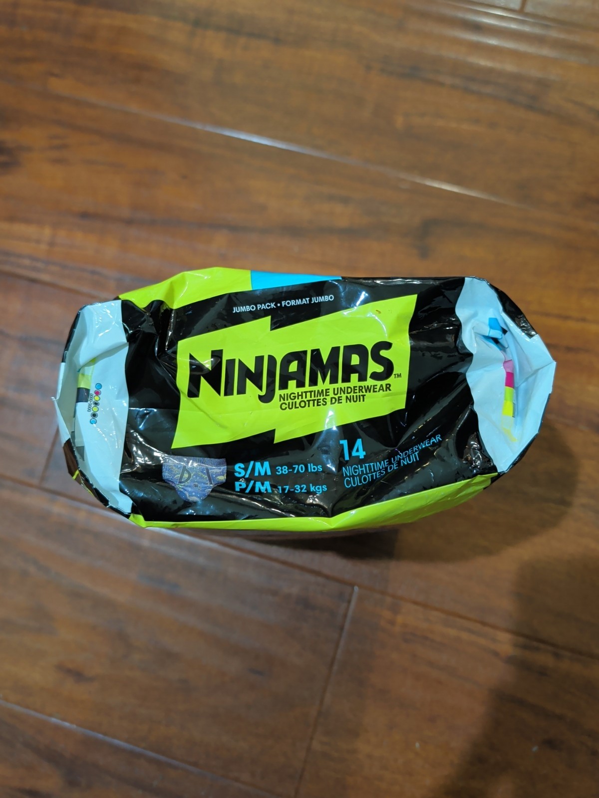 Ninjamas Nighttime Bedwetting Underwear for Girls Size S/M 14 Count 38-65 Lb