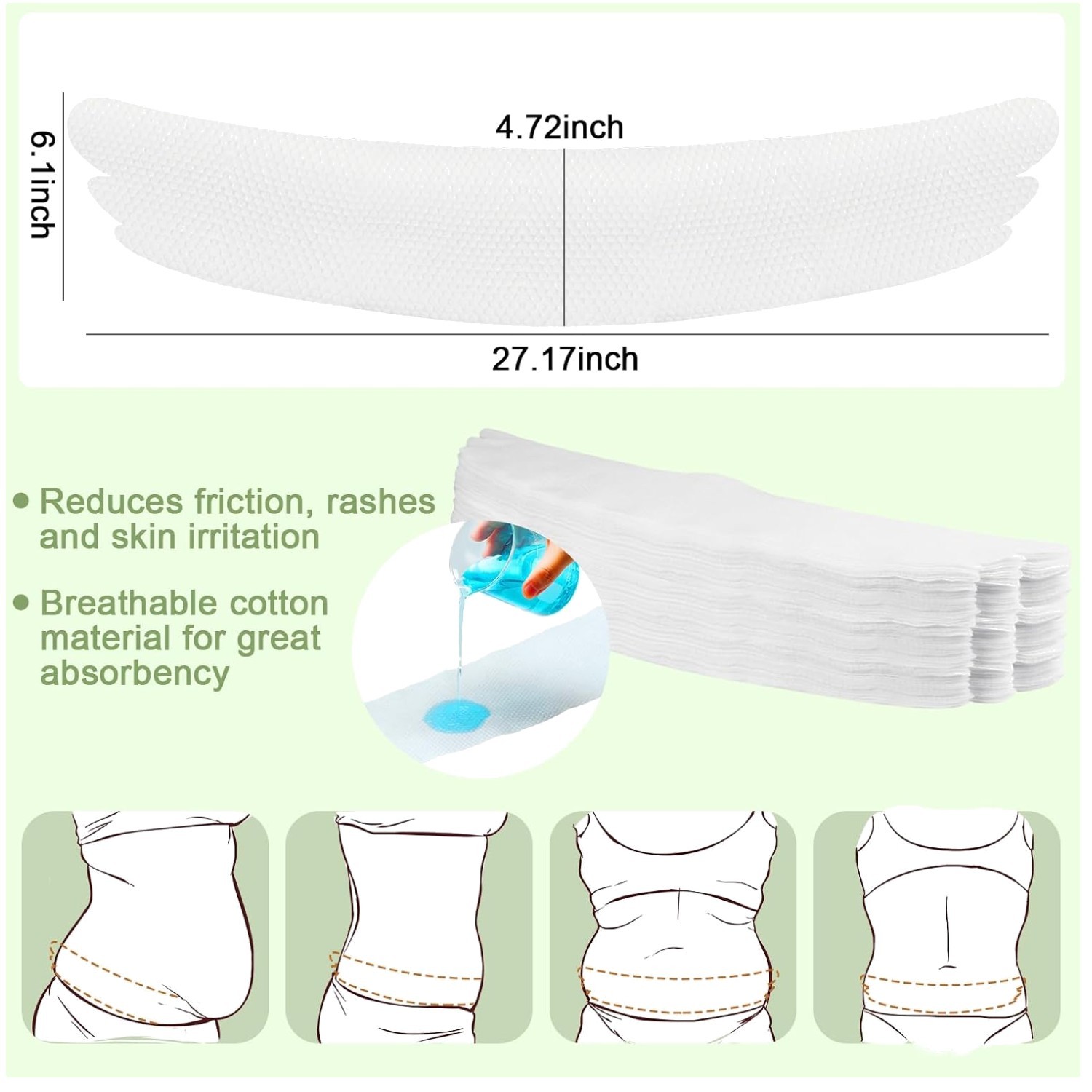 100-Pack Disposable Tummy Liners, Soft Cotton Absorber Pads