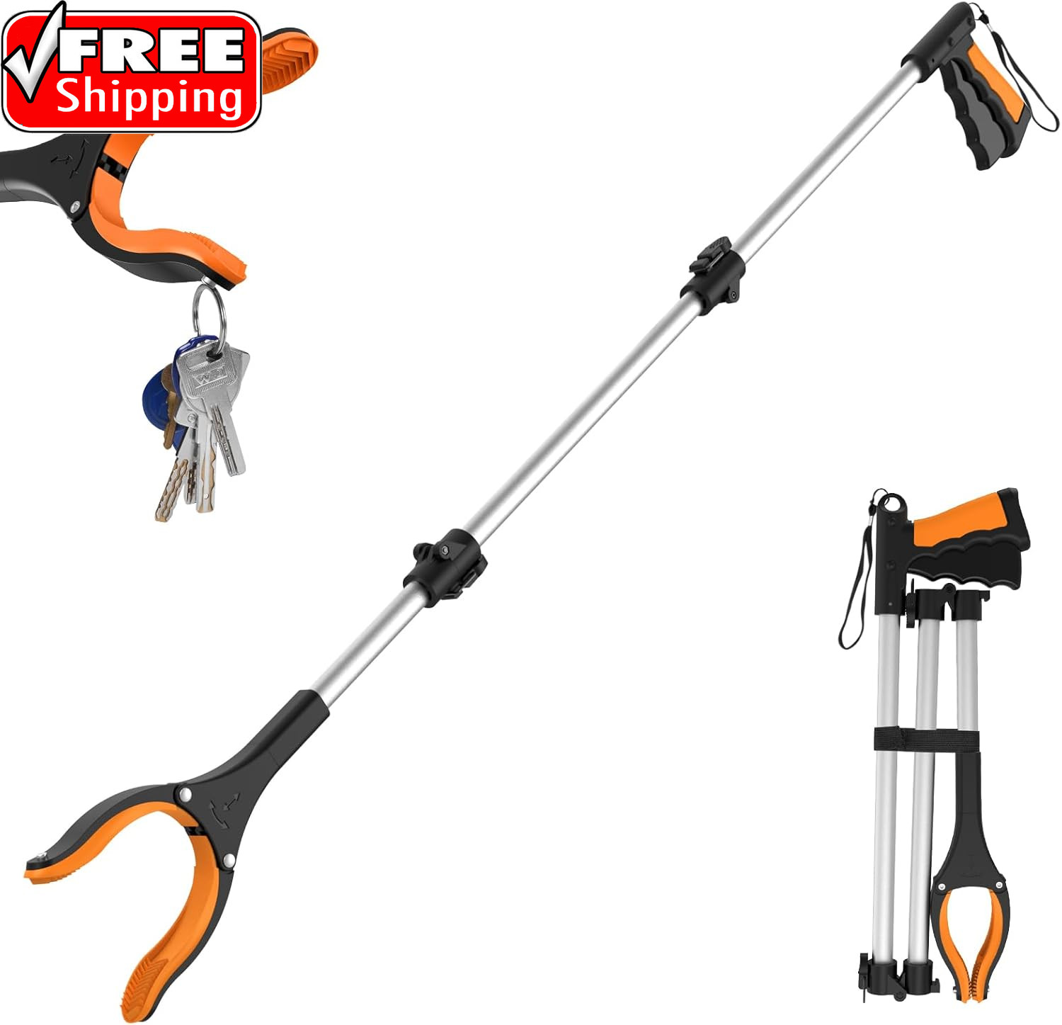 43″ Extra Long Grabber Tool, Foldable Grabbers for Elderly Grab It Reaching Tool