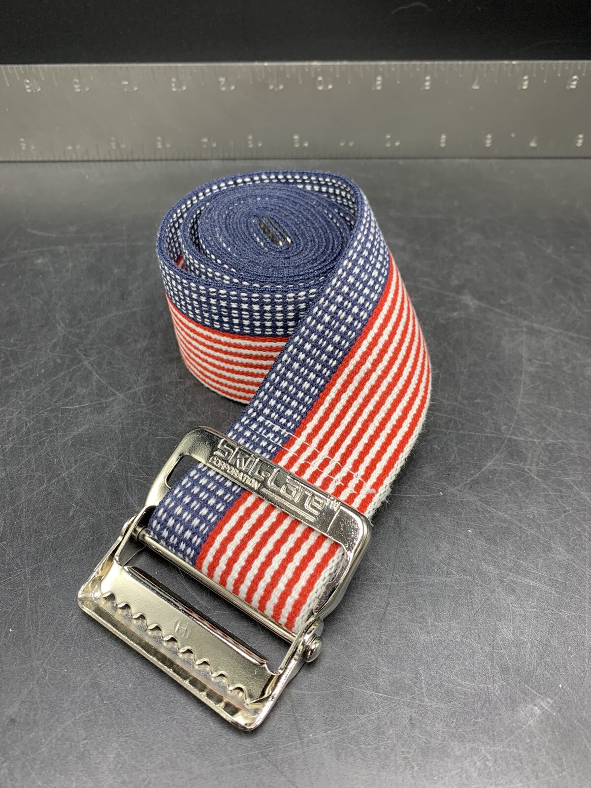 American Flag Adjustable Belt Made In USA By Skil Care, Red White Blue, Mint