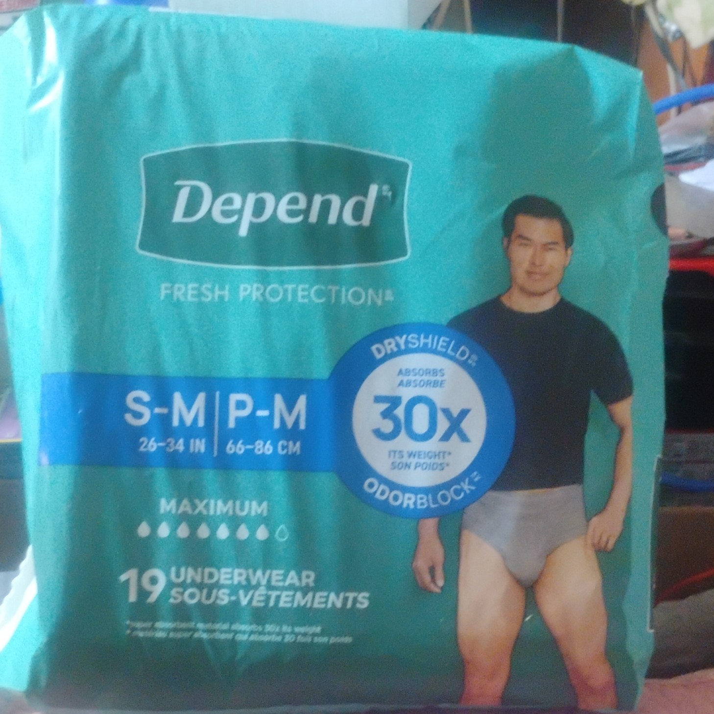 Depend Fresh Protection Men’s Incontinence Pants Max Absorbency S-M Odor, 19Ct