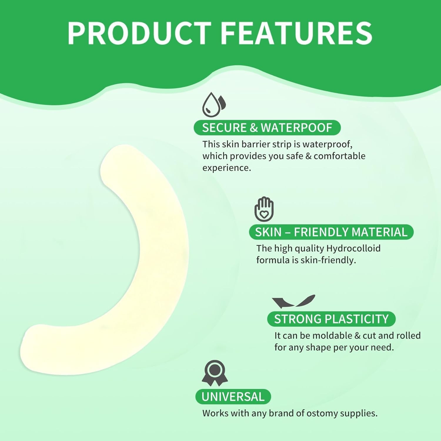 Easy Apply 20 PCS Hydrocolloid Stoma Barrier Strips for Comfort and Confidence