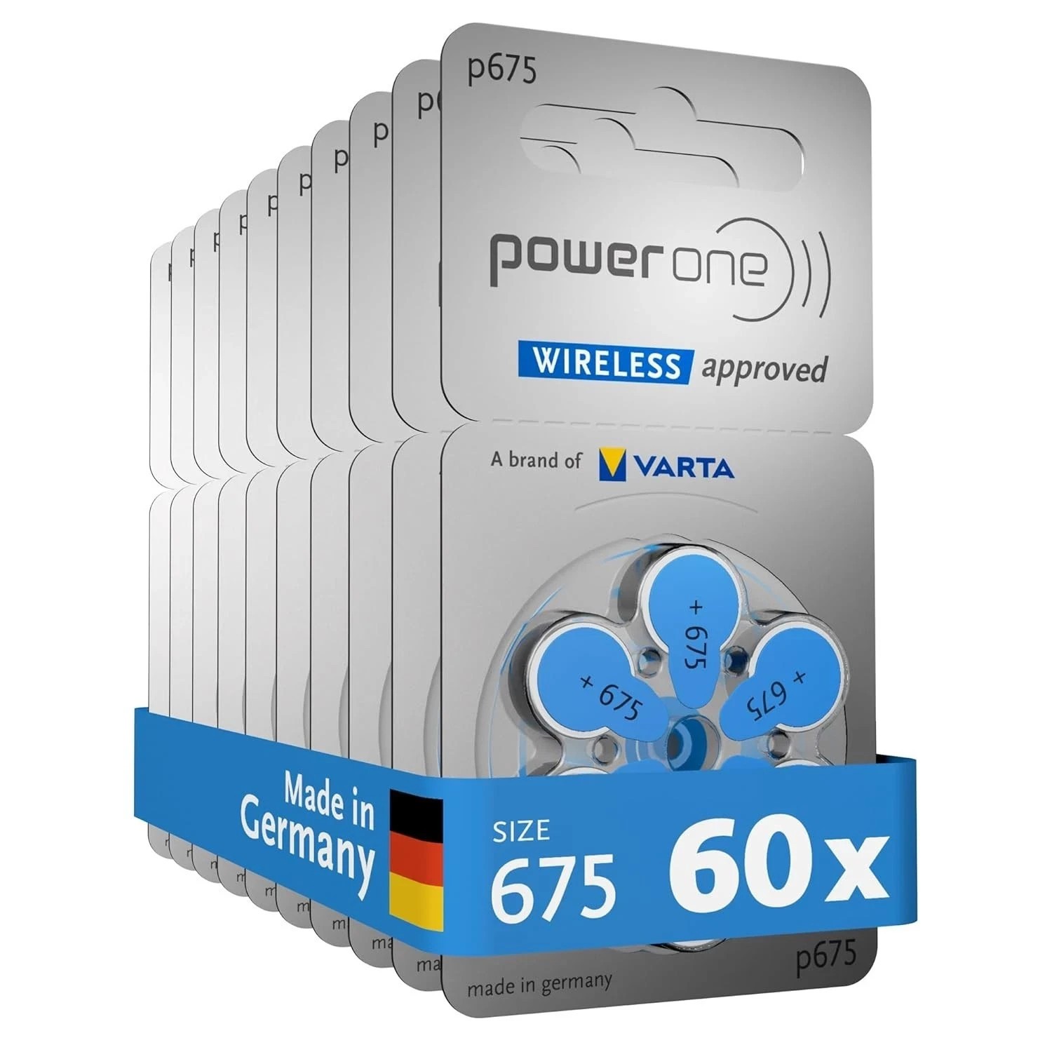 Power One Size 675 MERCURY FREE Hearing Aid Batteries (60 batteries)
