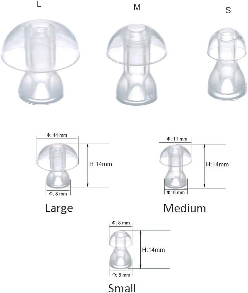 （6Pcs/Lot）Hearing Aid Ear Tips Silicone Earplug Domes for BTE,ITE and Pocket Hea