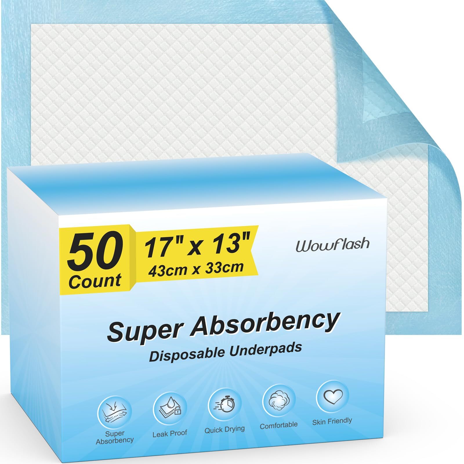 50 Count Super Absorbency Disposable Underpads Leakproof Quick Drying Disposa…