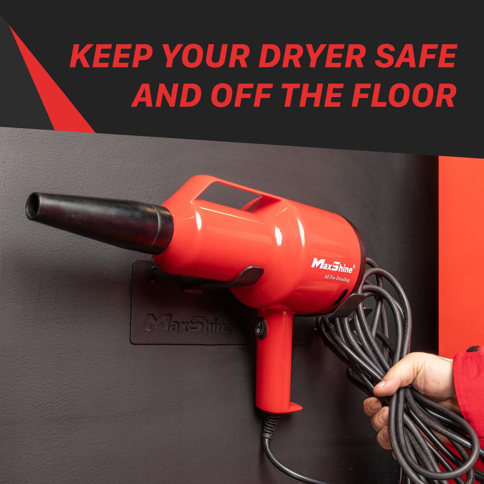 Maxshine Mini Handheld Dryer Holder – Wall-Mounted Holder For Securing Your Car