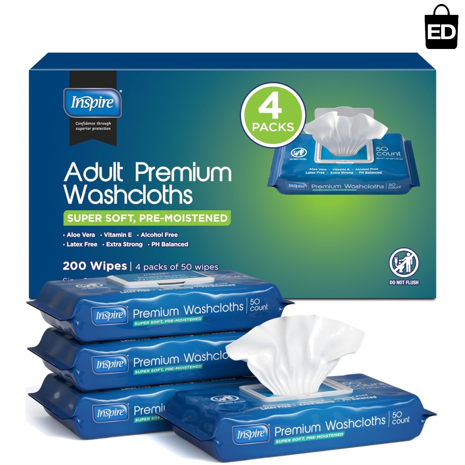 Thick Aloe Vera Adult Wet Wipes 200 Count – Perfect for Cleansing & Incontinence