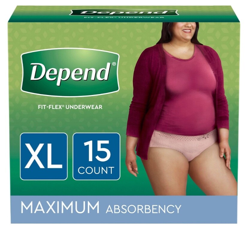 Depend Fit-Flex Underwear for Women XL Maximum Absorbency – 15 Diapers Count ✔️