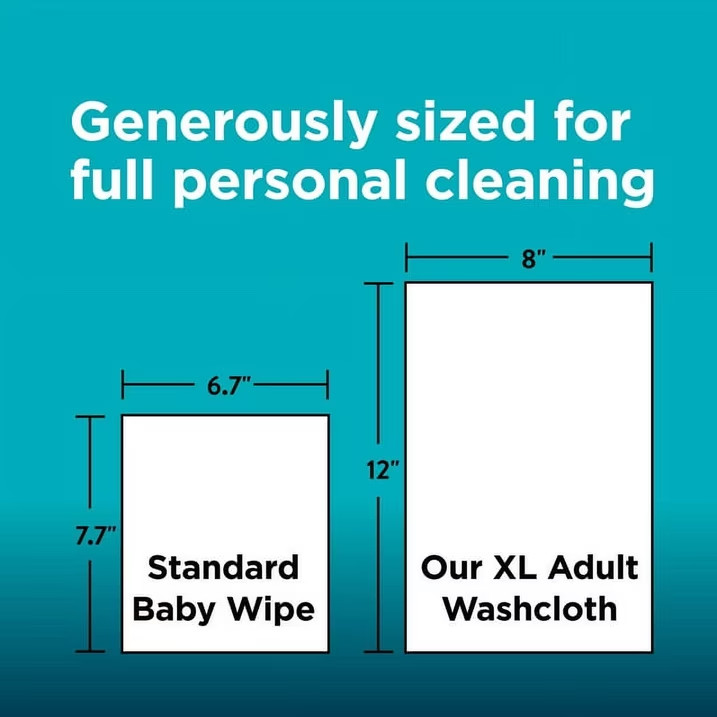 Assurance Disposable and Pre-Moistened Premium XL Washcloths for Adults, 192 ct