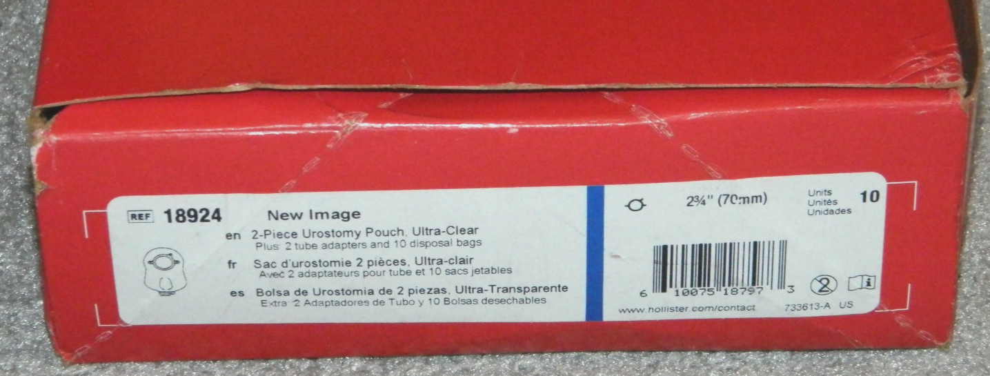 LOT of 4 Boxes: Hollister New Image 18924 Drainable 9″ 2pc System Urostomy Pouch