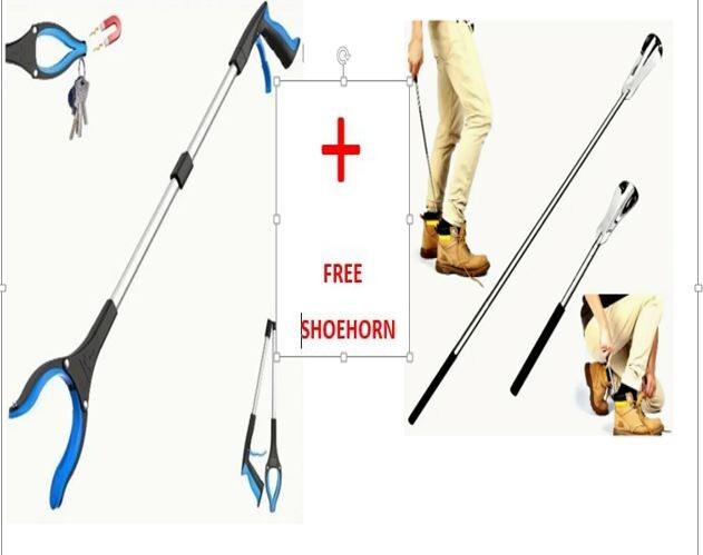 Grabber Reacher Foldable Pick Up Tool w/ New Magnetic Tip + FREE SHOEHORN HELPER