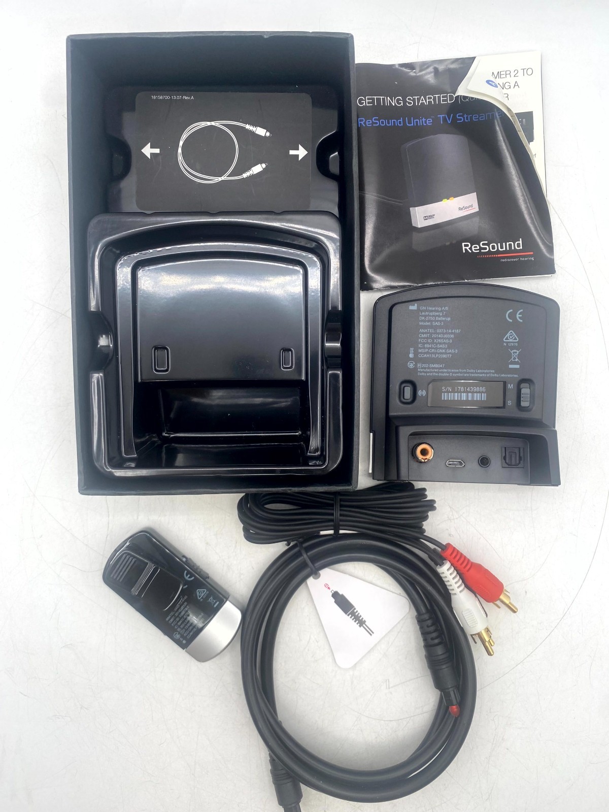 ReSound SAS-3 GN Hearing Aids Unite TV Streamer Black Stereo Sound Dolby Digital