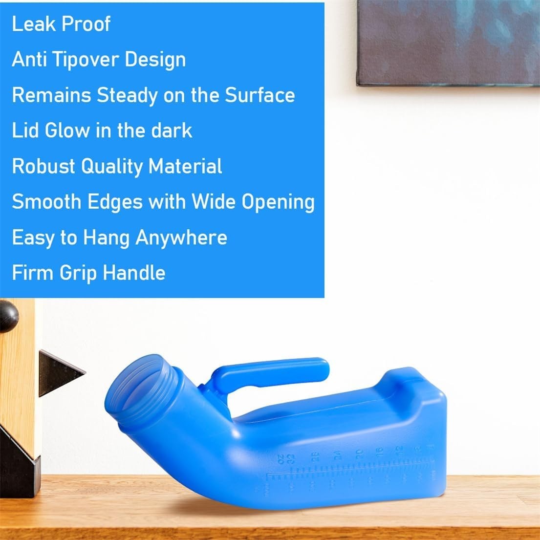 Male Urinal Urine Pee Bottle With Cover Lid 1 Quart 1200 mL