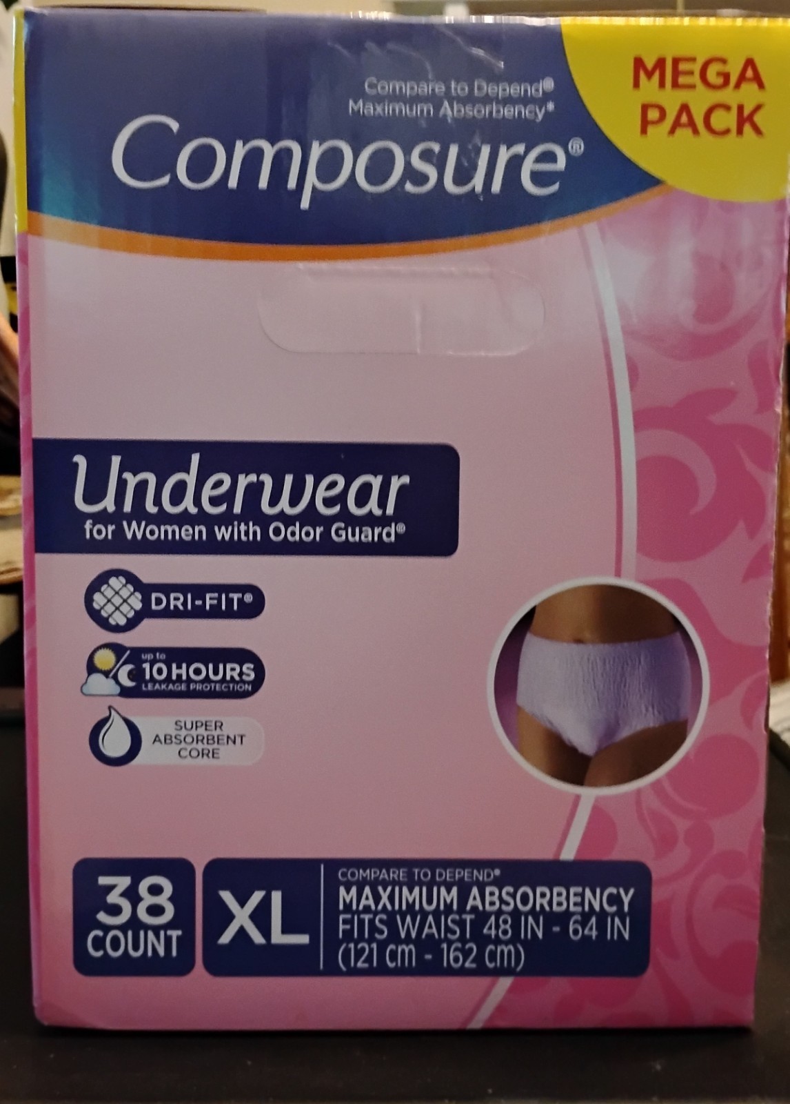 Composure Womens Underwear 38 Count Mega Pack