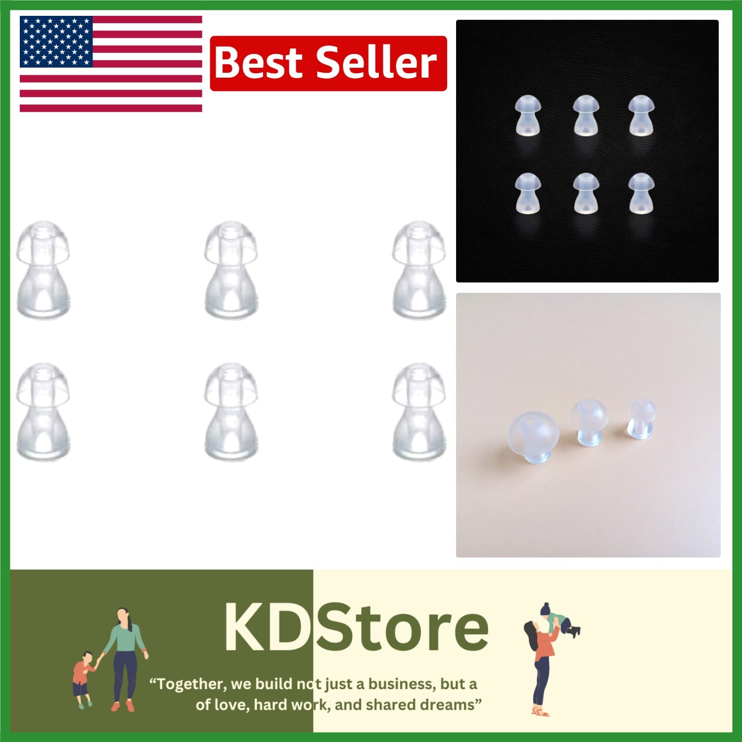 6 Pcs Silicone Hearing Aid Ear Tips Small Replacement Earplugs for BTE,ITE