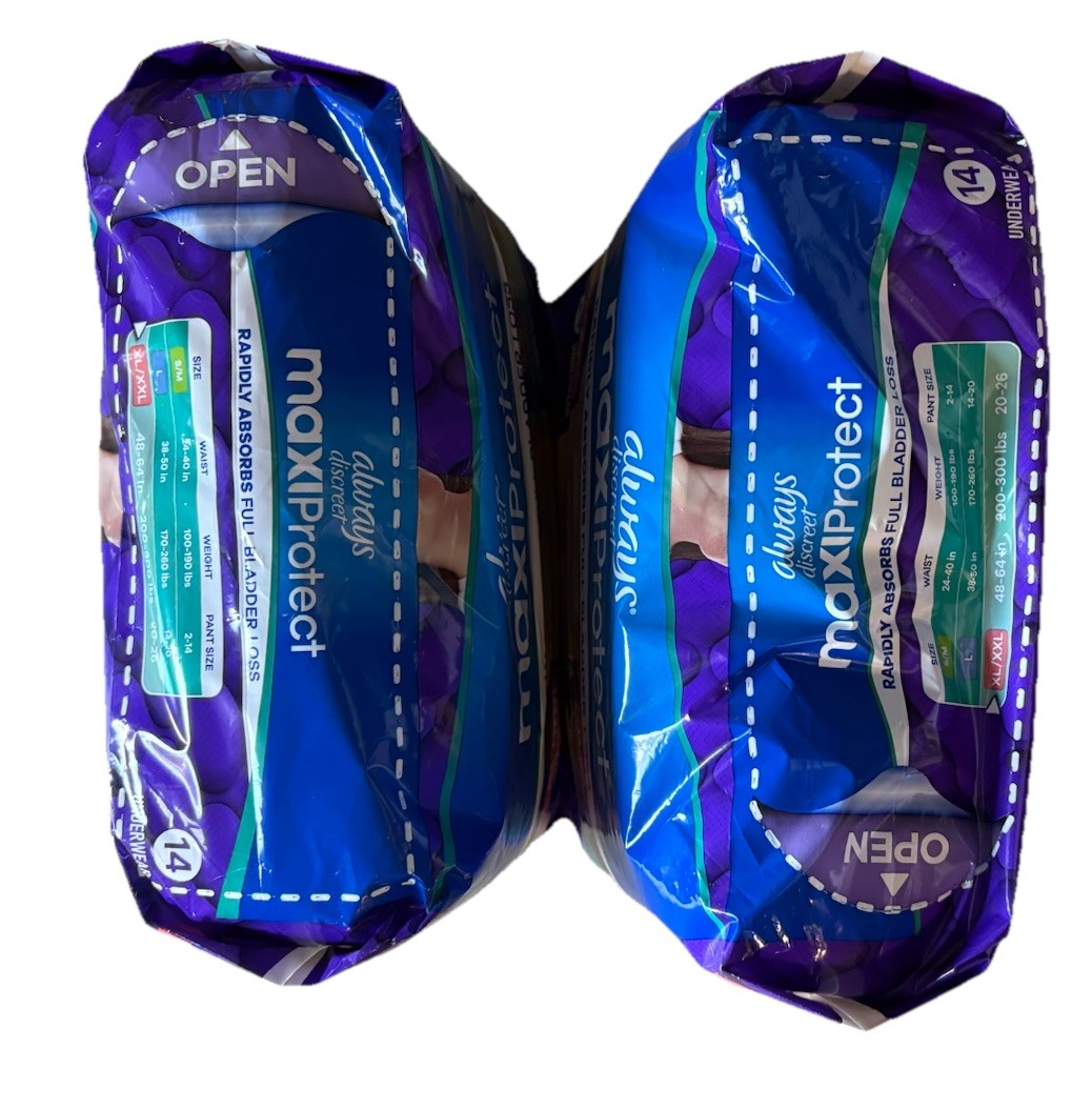 Always Discreet Maxiprotect Adult Diapers for Women, Incontinence Underwear 28ct