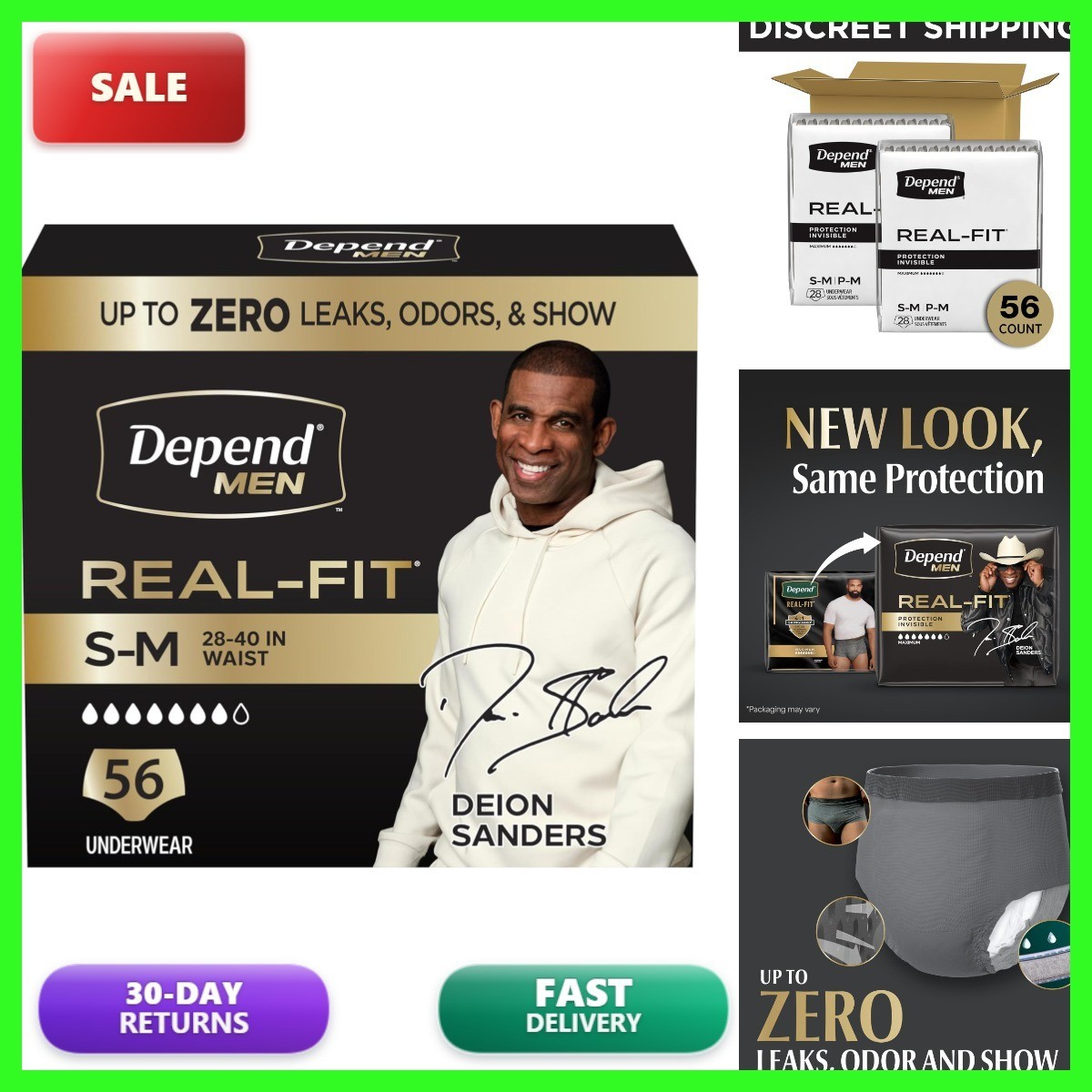 Depend Real Fit Adult Diapers Incontinence Men S Gray Solid Stretch