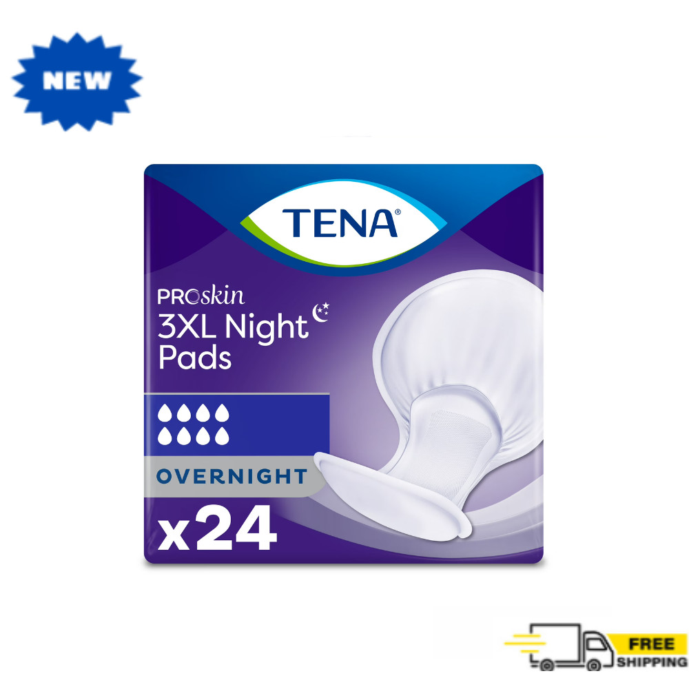 Tena ProSkin 3XL Incontinence Pads for Women & Men, Overnight Absorbency, 24 Ct