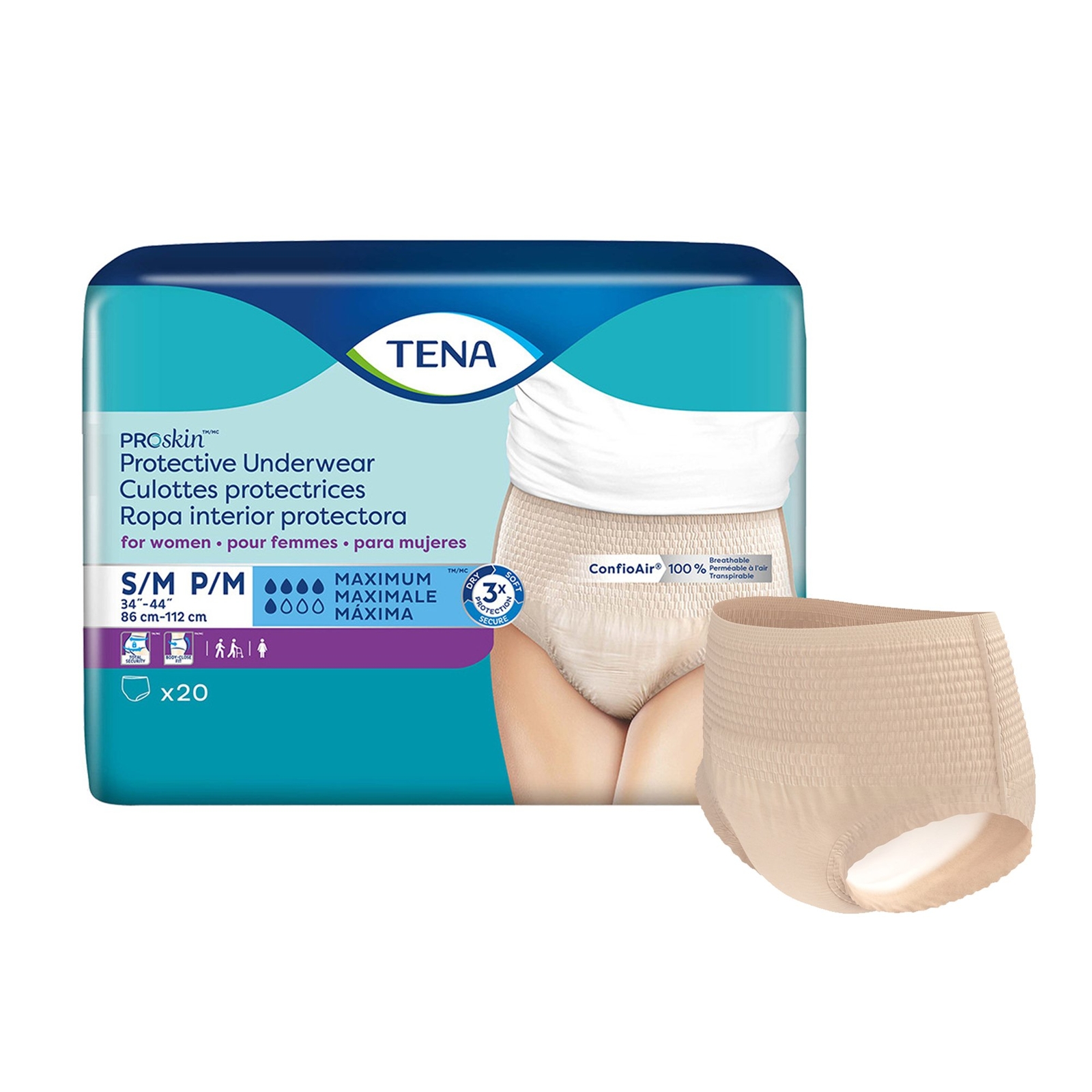 TENA Disposable Underwear Female Small / Medium Maximum 20 Ct