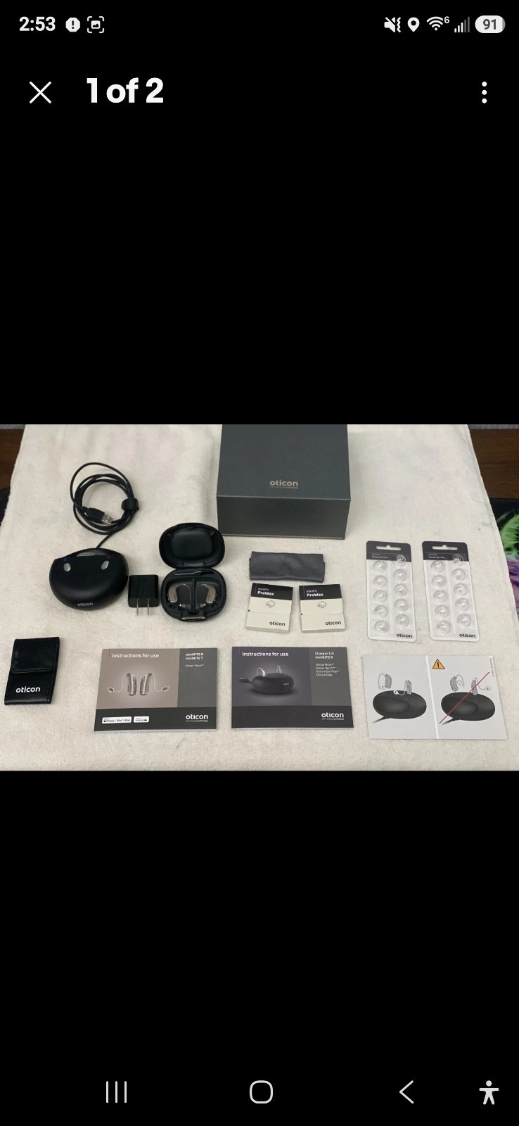Oticon More 1 MiniRite Hearing Aids Pair (Left & Right) Gray + Smart Charger