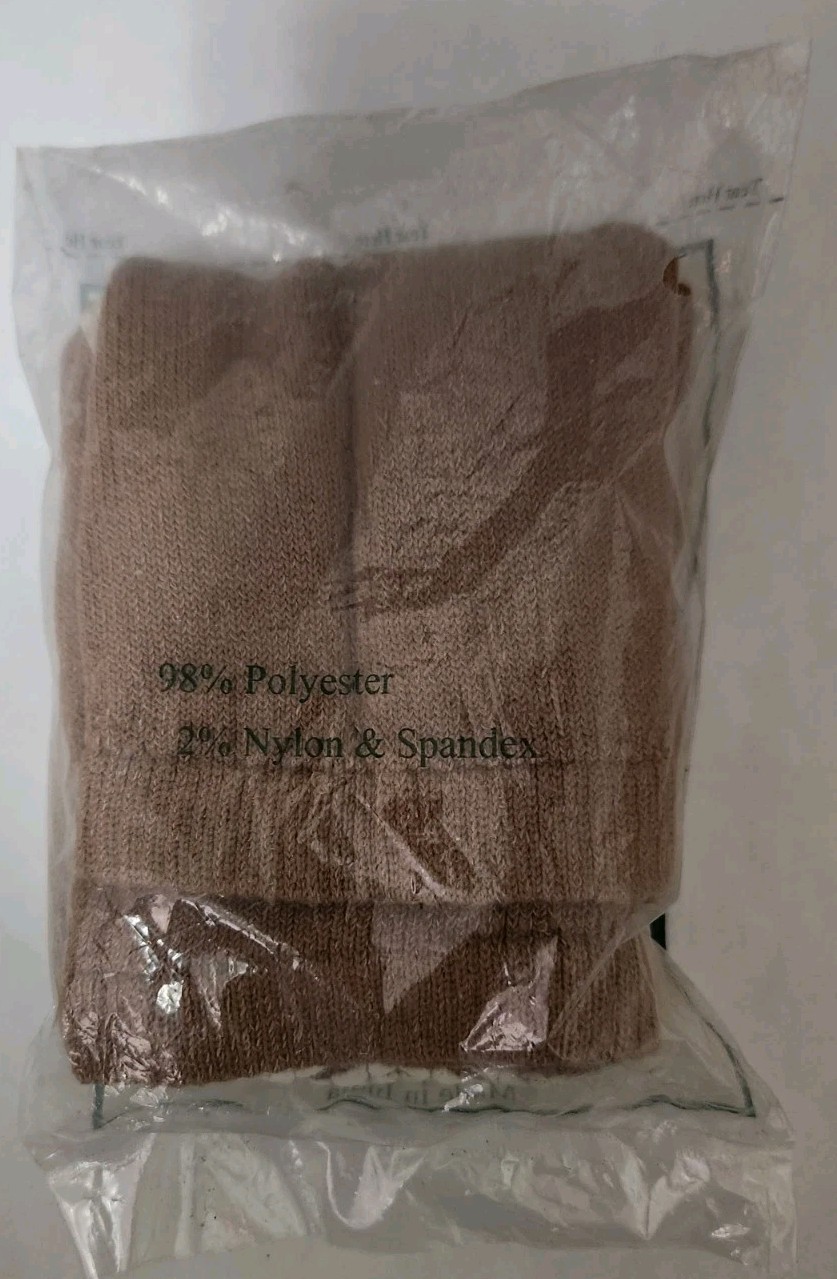 Sealed 1 Pair HCS Medical Patient Slippers Large Brown Beige 2 Sided Tread Adult