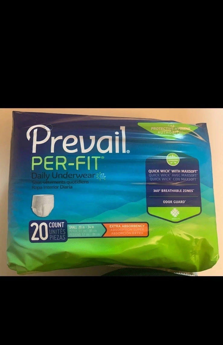 Prevail Per-Fit Daily Underwear Pull On Unisex SMALL PF511- 4 Bags 80 Total