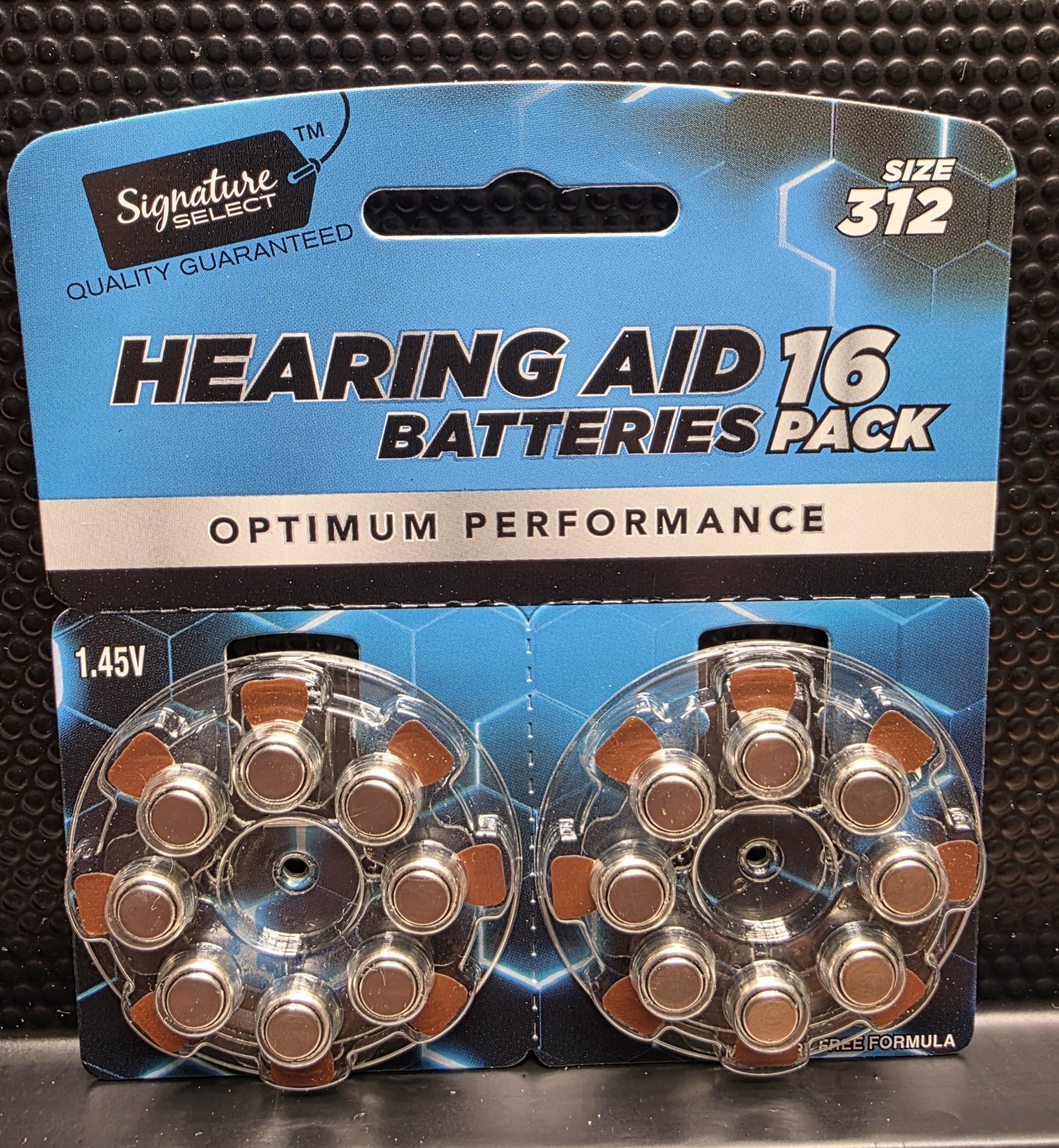 Hearing Aid Batteries Signature Select Size 312, 16 Pack, 1.45V Zinc Air.