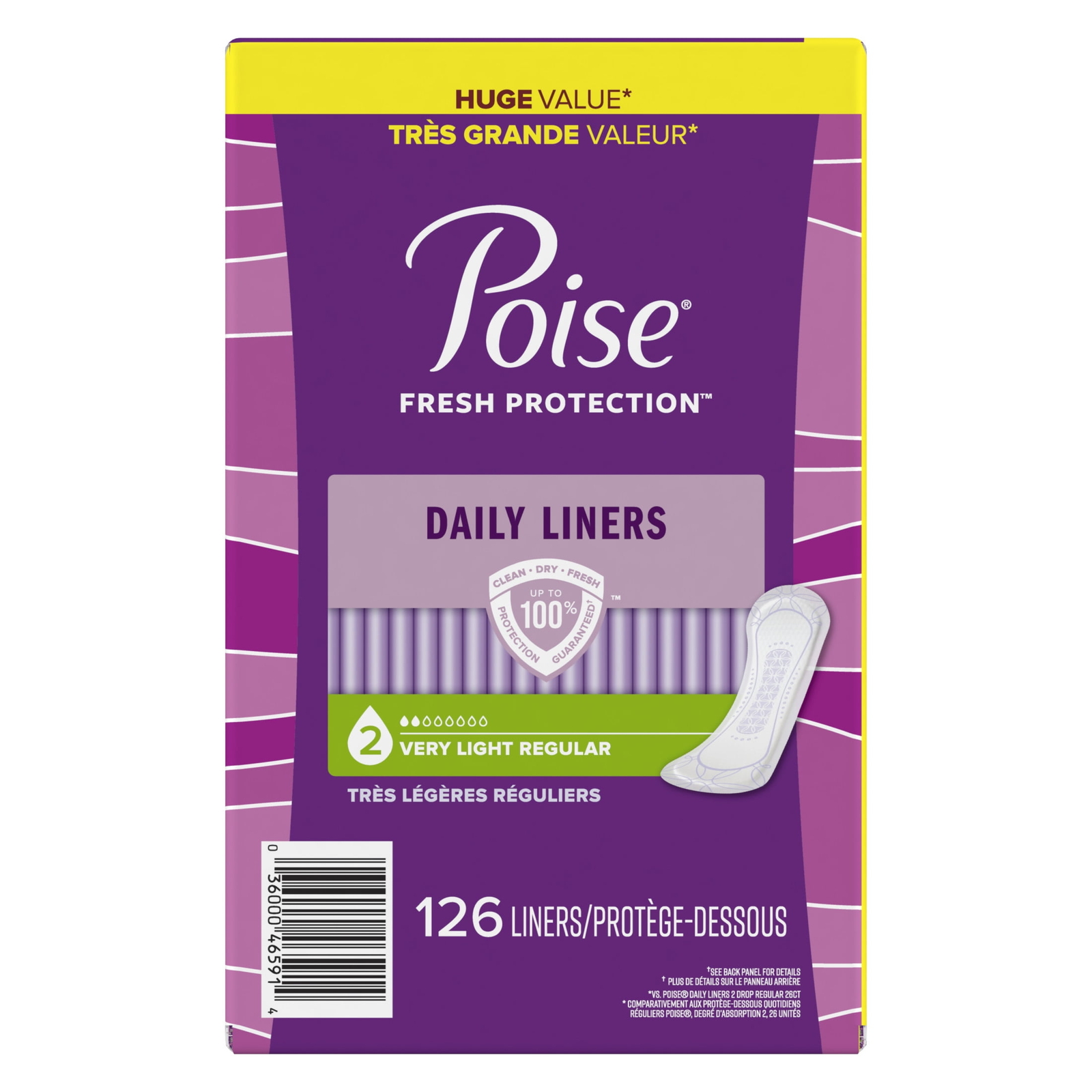 Daily Incontinence Panty Liners, 2 Drop, Very Light Absorbency, Regular,