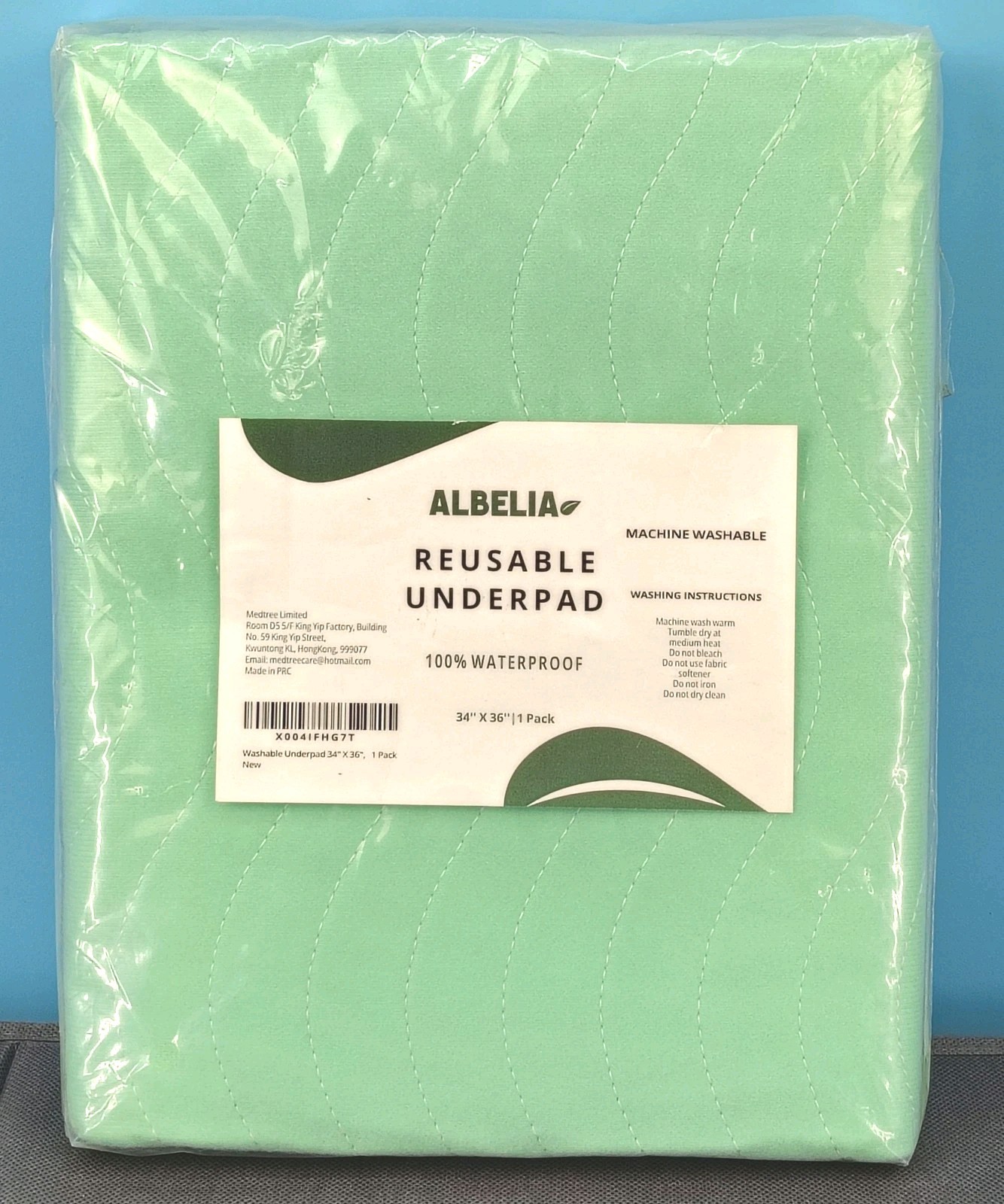 Albelia 1-pack Reusable Underpad 100% Waterproof 34″X 36″