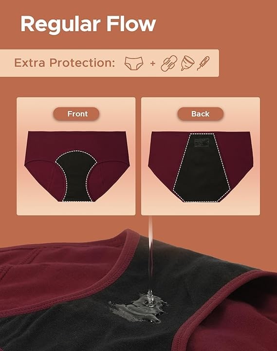 4Pack High Absorbency Incontinence Underwear for Women Washable Leakproof Pantie
