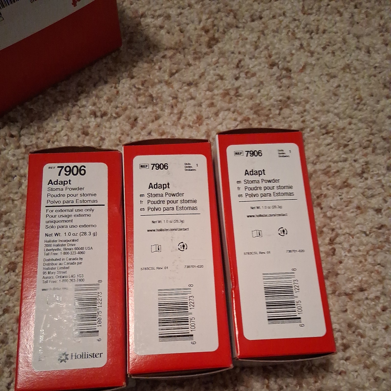 3 Hollister 7906 Stoma Powders 1.0 oz Bottles Ex 2029