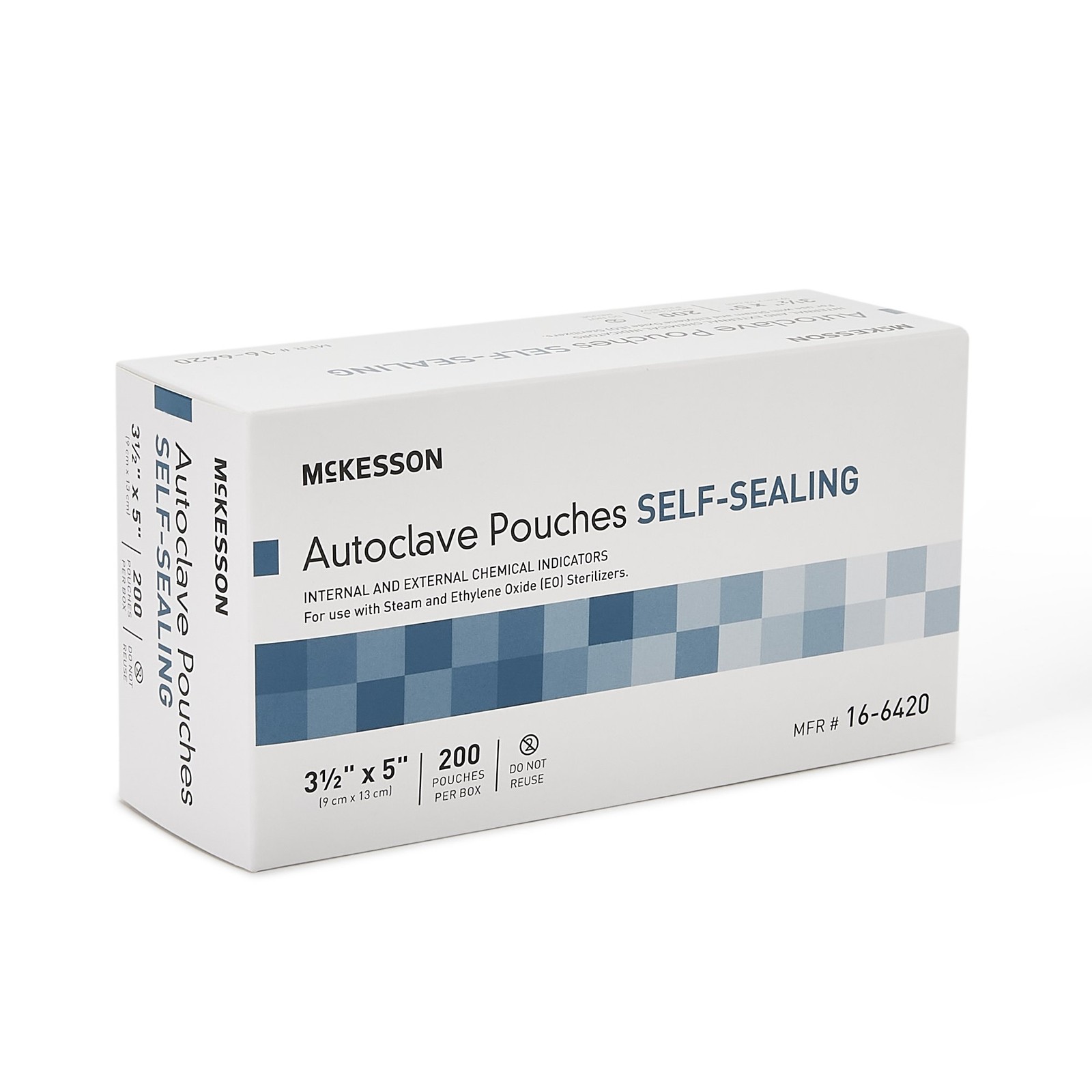 McKesson Sterilization Pouch Transparent Blue White 3.5 x 5″ Self Seal 200 Ct