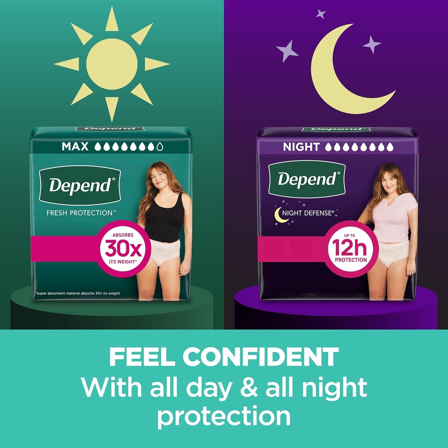 Small Depend Fresh Protection Adult Diapers – 32 Count, OdorBlock Tech, Blush
