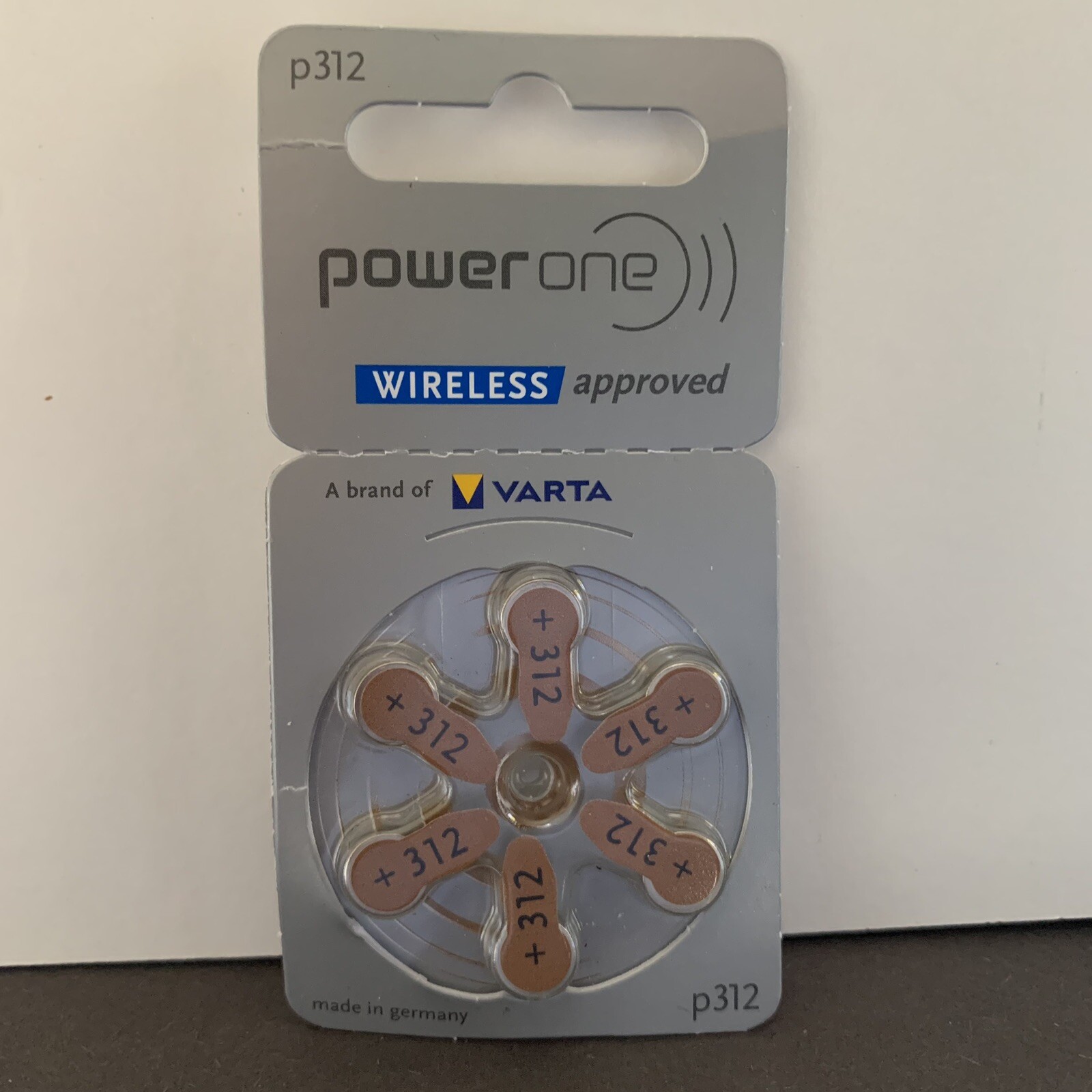 PowerOne Hearing Aid Batteries Size 312, PR41 (6 Batteries) Brown