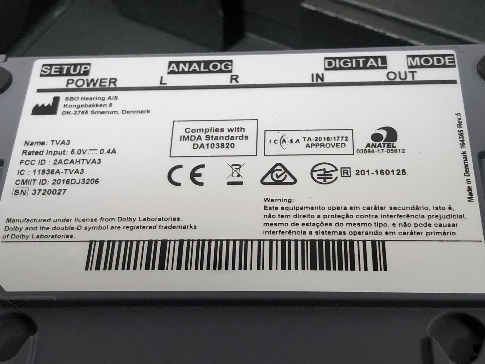 Oticon Dolby Digital TV Adapter 3.0 TVA3 For Oticon Opn/More Hearing Aids Detail