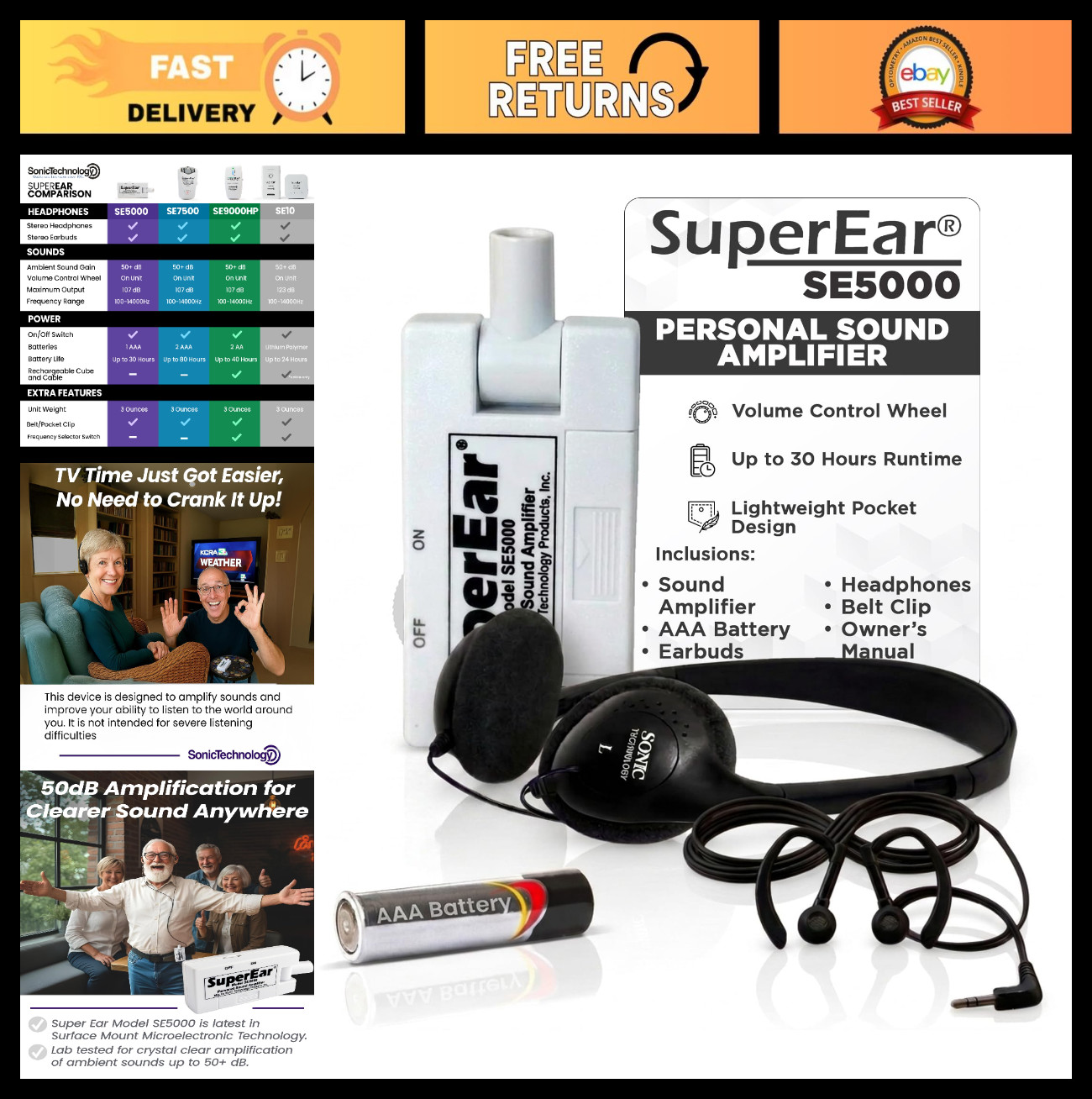 Hearing Amplifier Personal Headphones – Sound Enhancer, Audio Accessories