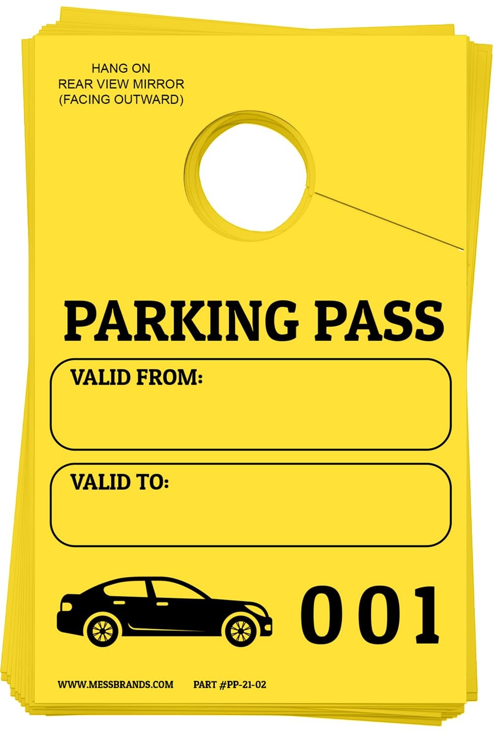 MESS Parking Permit Hang Tag 001500 Numbered Pass Hangtags for Parking Lot …