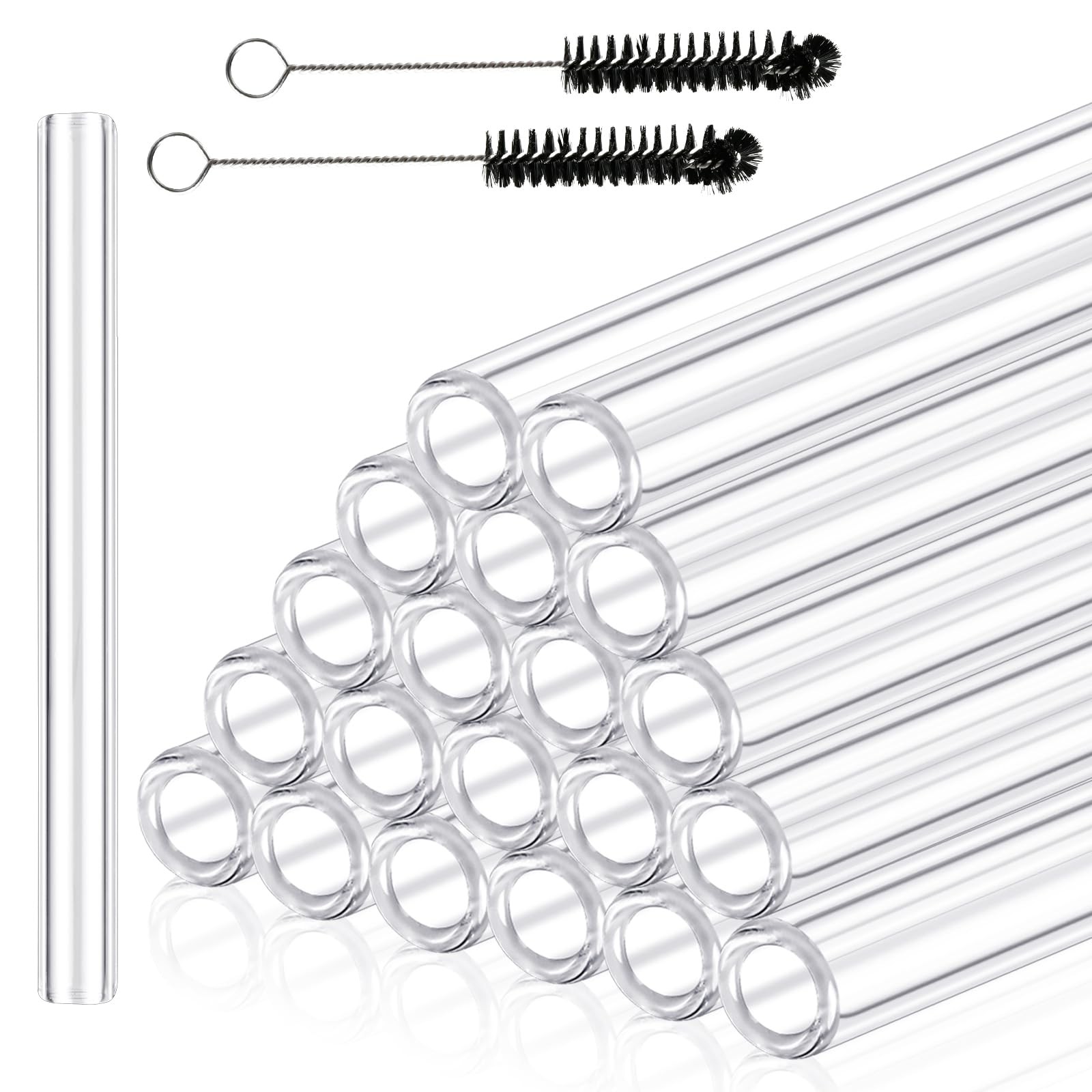 Clear Borosilicate Glass Tubes 6 in x 12 mm OD 20 Pieces 2 mm Wall Cleaning Brus