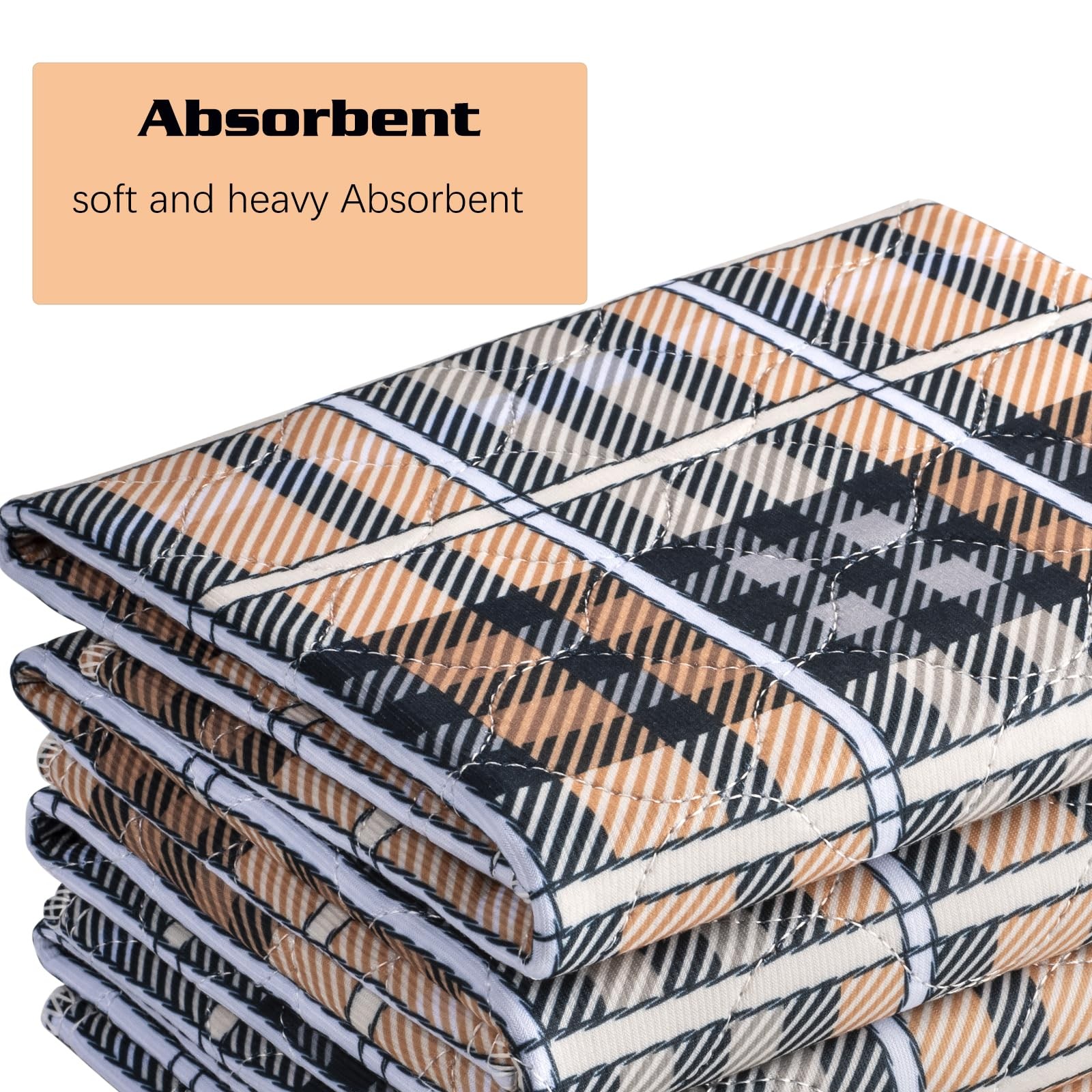 4 PCS Chair Pad Incontinence Washable Absorbent Plaid Waterproof 21×22 Inch
