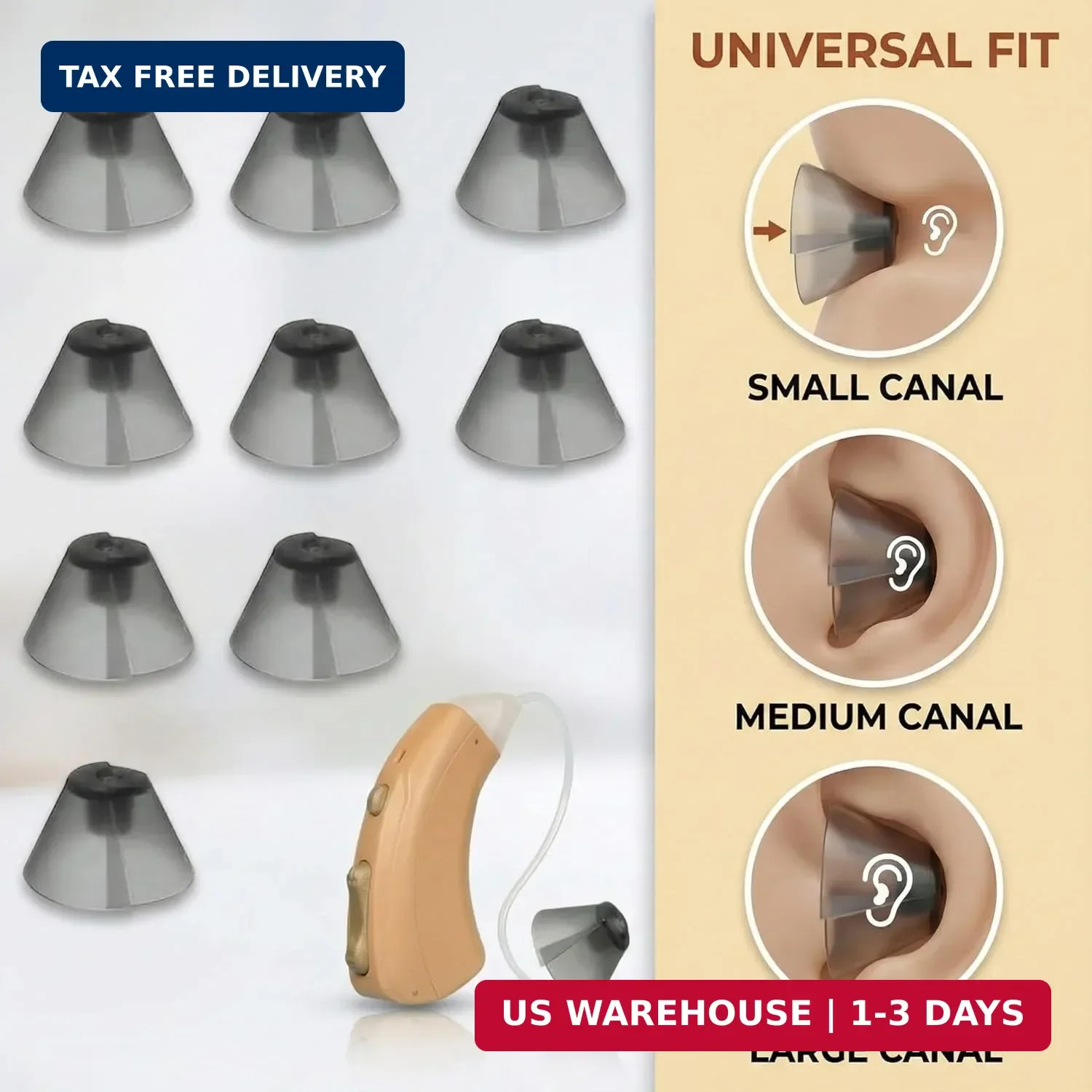 10 Counts Hearing Aid Ear Tips Replacement Fit Standard Receiver Tulip Domes Dar