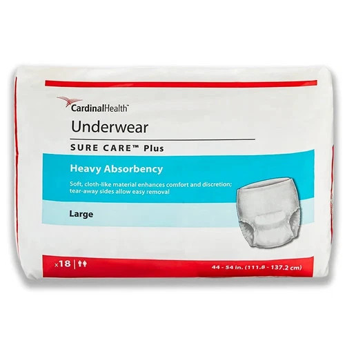Sure Care Plus unisex underwear heavy absorbency size large 18 count