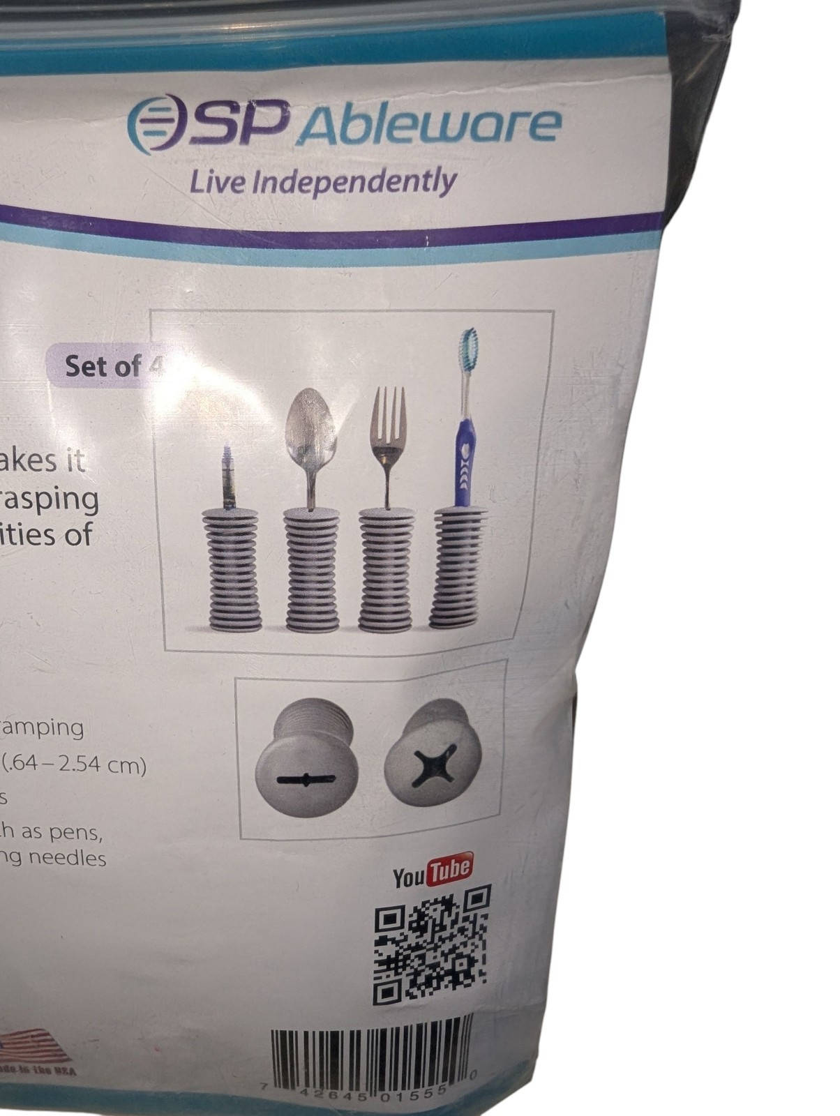 Universal Built Up Handle Arthritis Grasping Pack of 4 SP Ableware for Eating