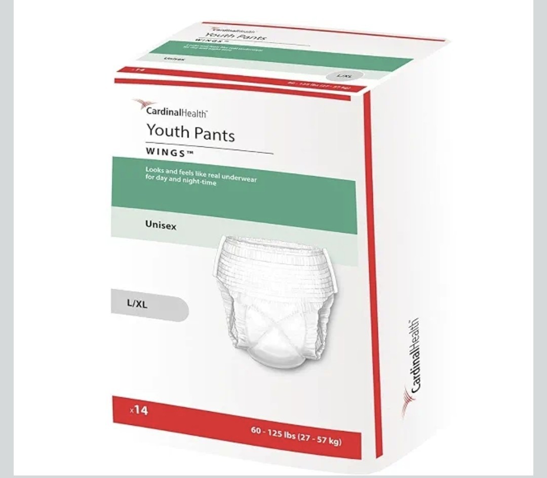 Pk Of 14 Cardinal Health 70074A Unisex Wings Youth Pants Diapers Underwear L/XL