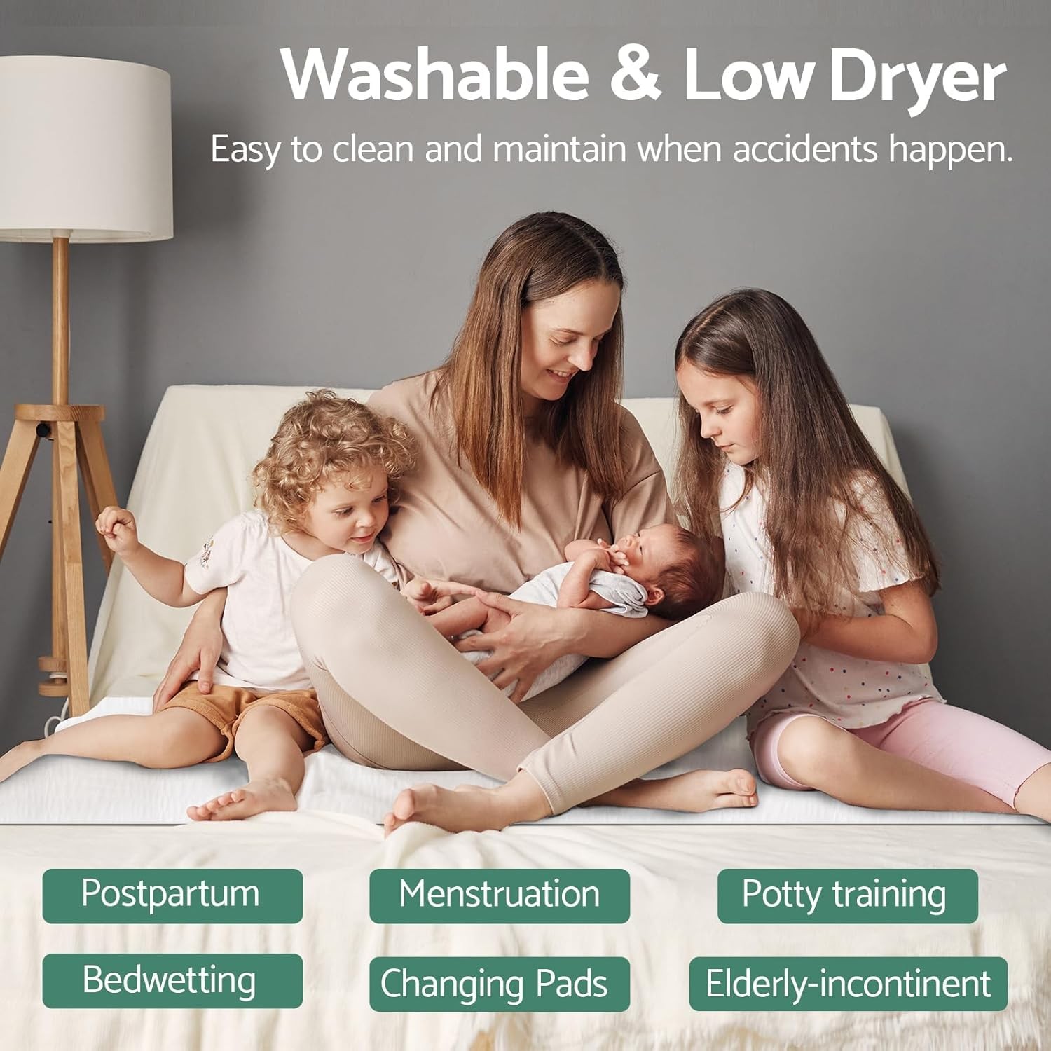 Waterproof Bed Pads 54×36 Inch Full Washable Incontinence Mattress Protector
