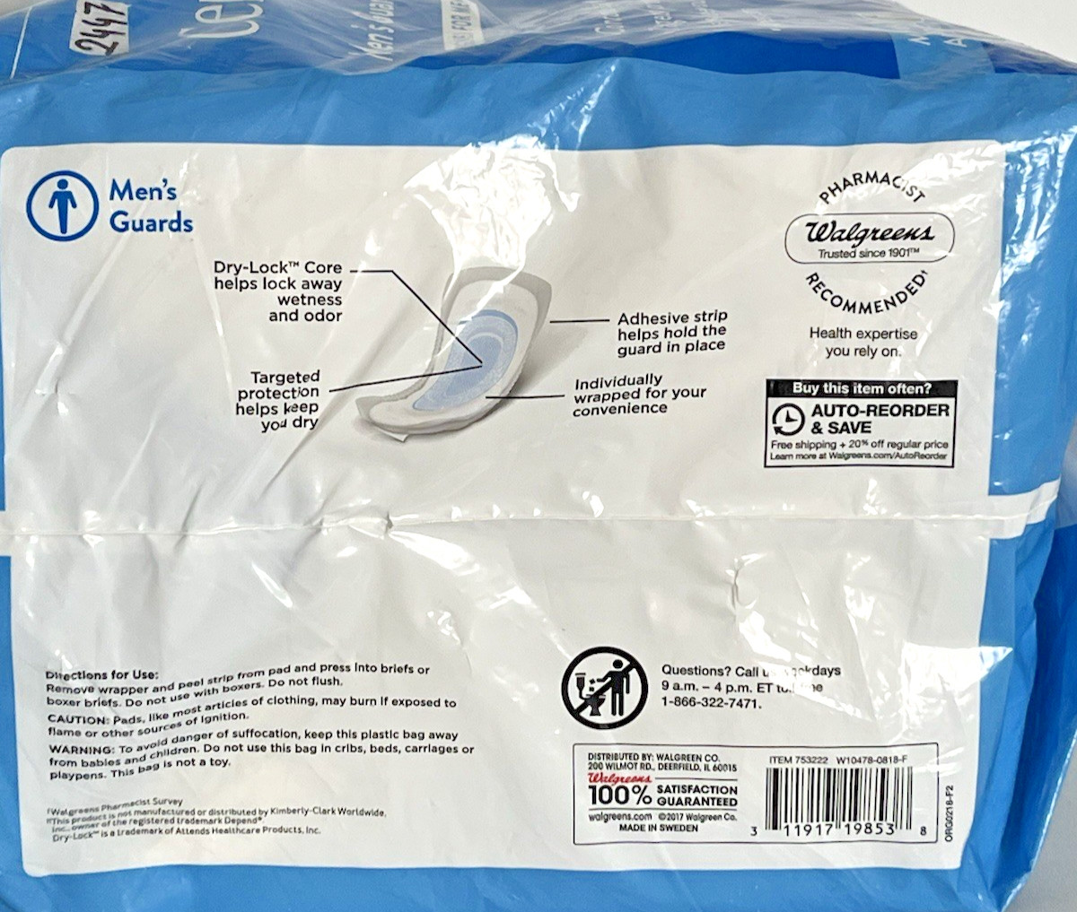 Walgreens Certainty Men’s Guards Incontinence Maximum Absorbency 52 Count