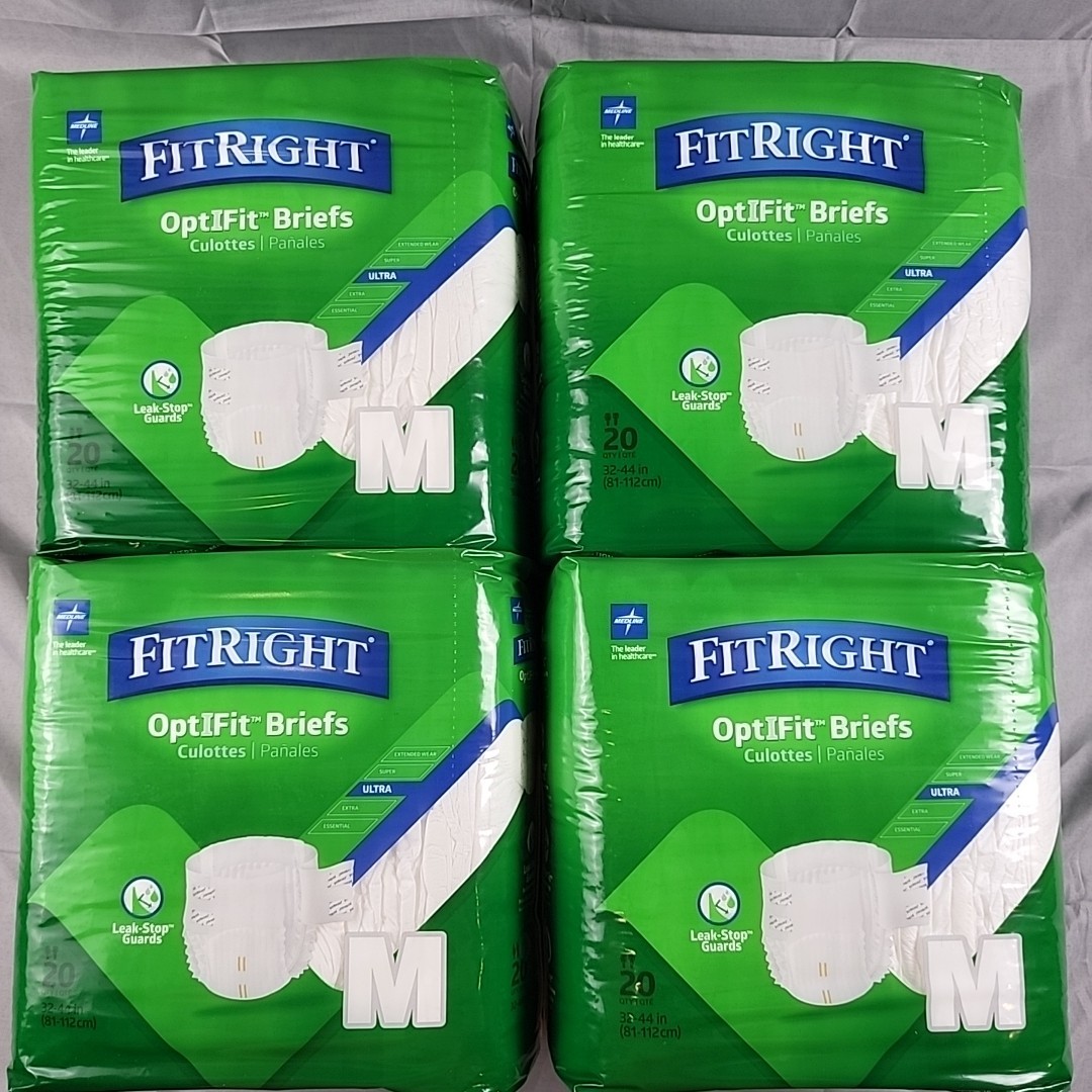 Medline FitRight OptiFit Ultra Adult Incontinence Briefs Medium 32″ to 44″ 80 Ct